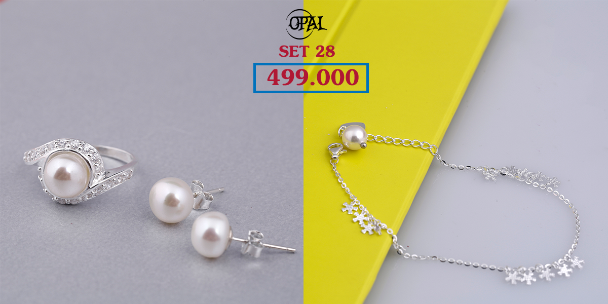 SET 28 - Bộ trang sức ngọc trai và bạc Opal