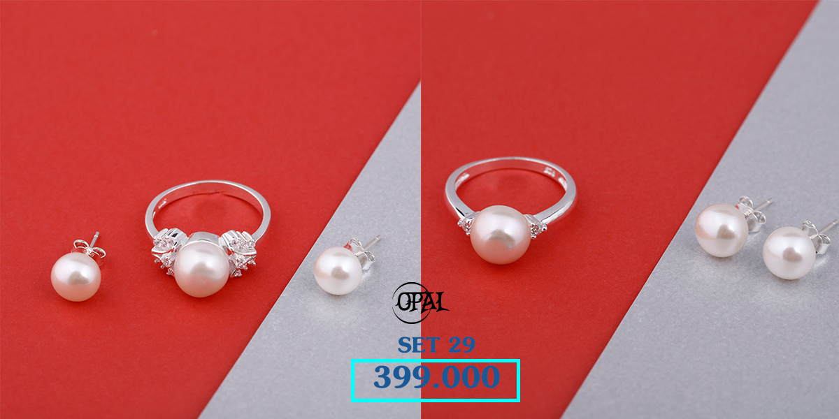 SET 29 - Bộ trang sức ngọc trai và bạc Opal