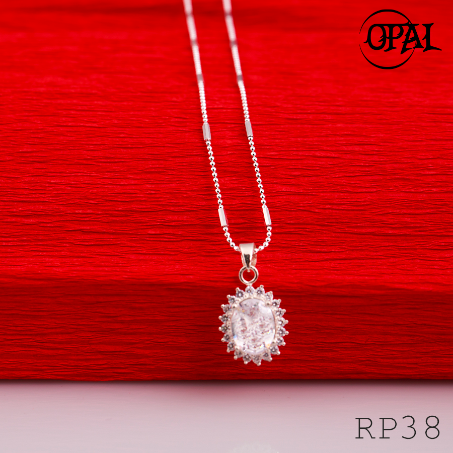 RP38-Bộ mặt và dây chuyền bạc đính đá ross Opal