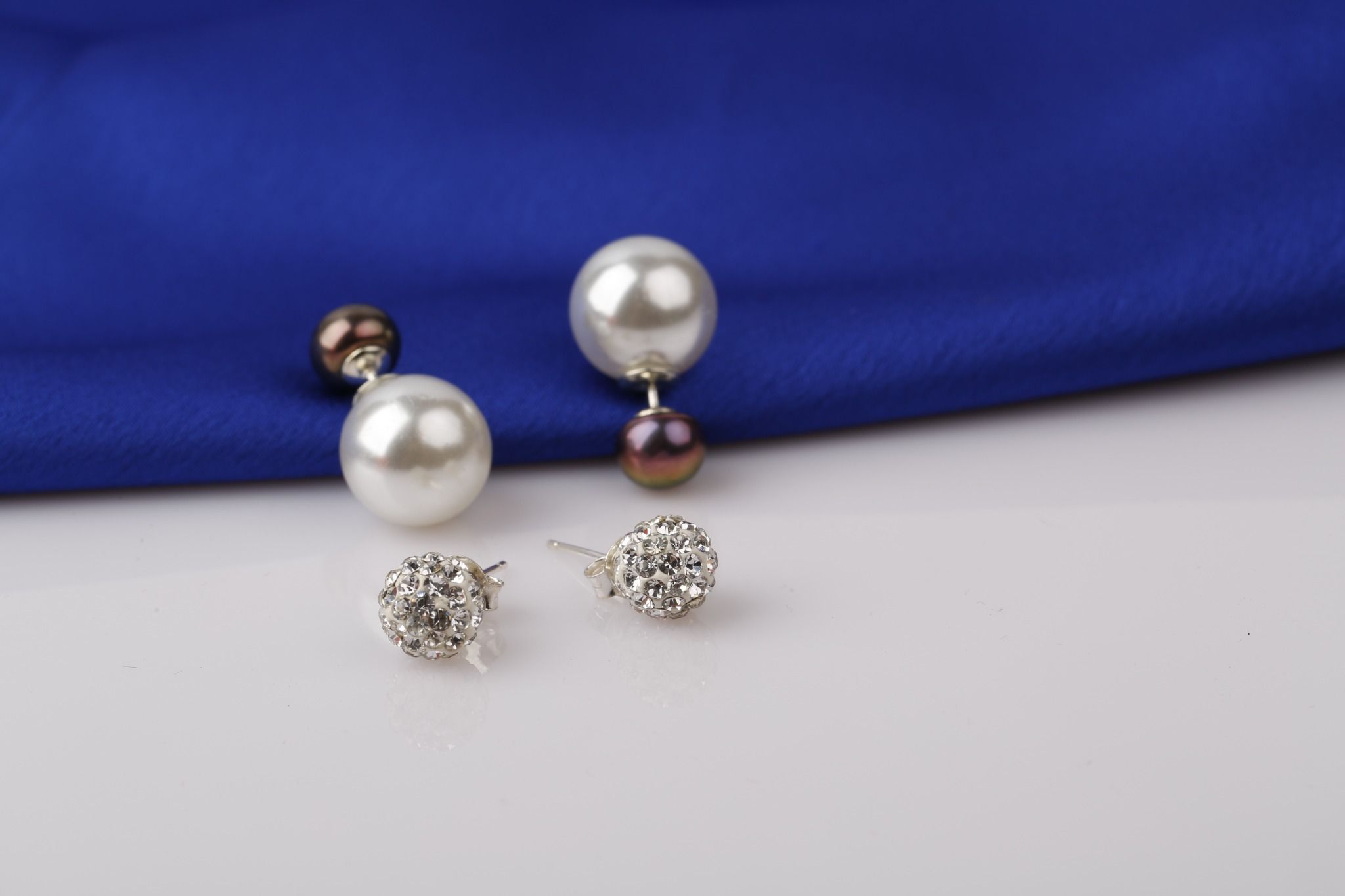  Hoa tai Ngọc trai  + Hoa tai bạc đính đá Ross phong cách trẻ trung thương hiệu Opal 