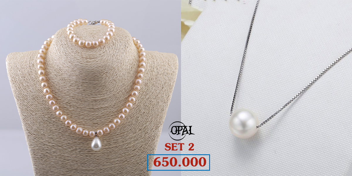 SET 02- Bộ trang sức ngọc trai và bạc Opal