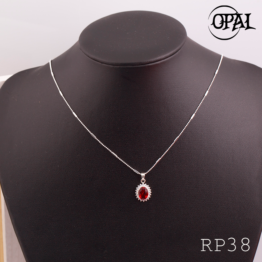 RP38-Bộ mặt và dây chuyền bạc đính đá ross Opal