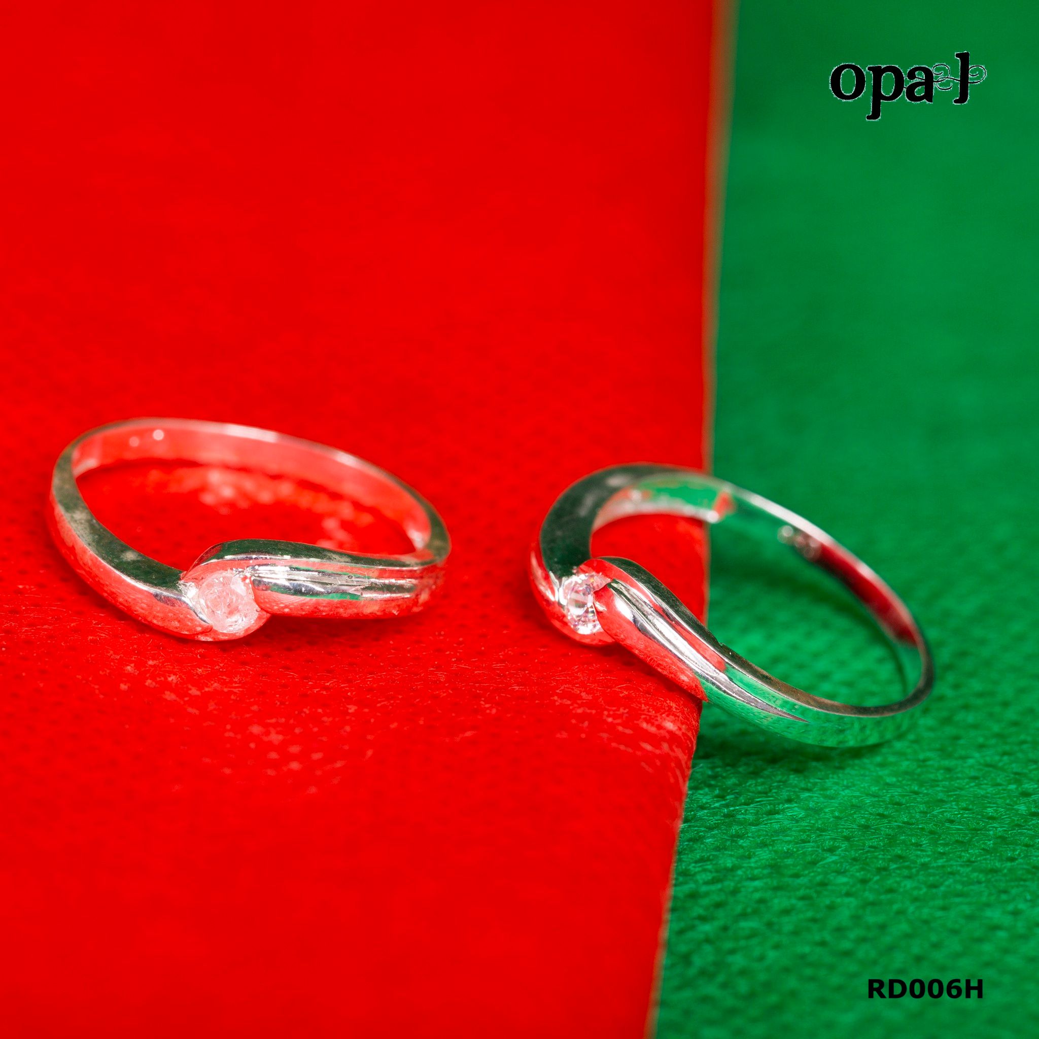 RD006H - Nhẫn đôi bạc cao cấp OPAL