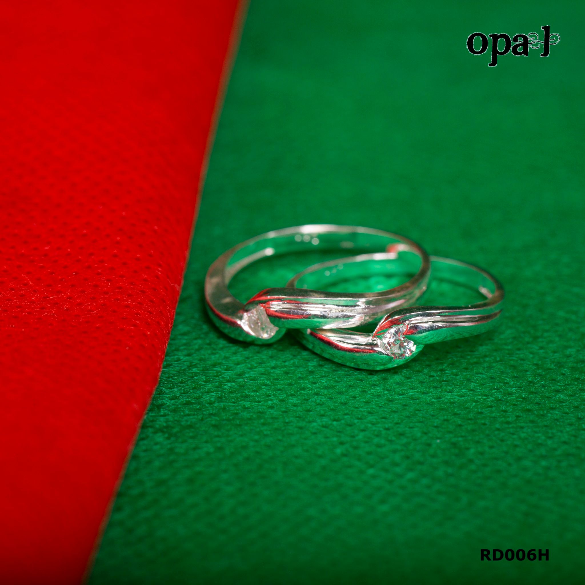 RD006H - Nhẫn đôi bạc cao cấp OPAL