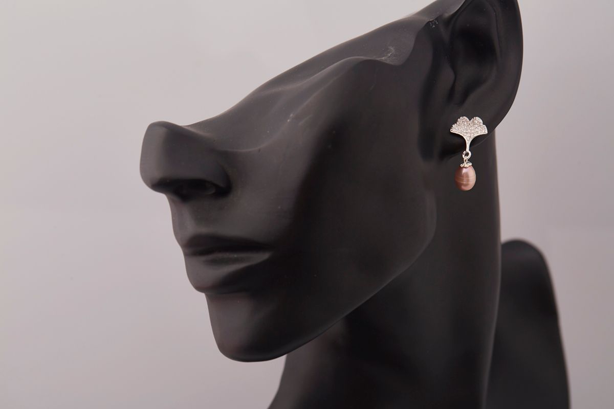 Hoa tai bạc đính Ngọc trai thương hiệu Opal