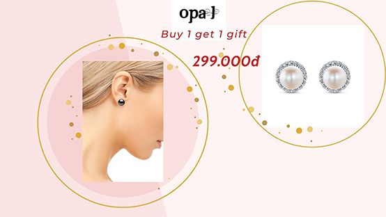  Set 2 Hoa tai Ngọc Trai thương hiệu Opal 