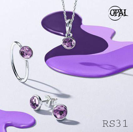 RS31-Bộ trang sức bạc đính đá ross OPAL
