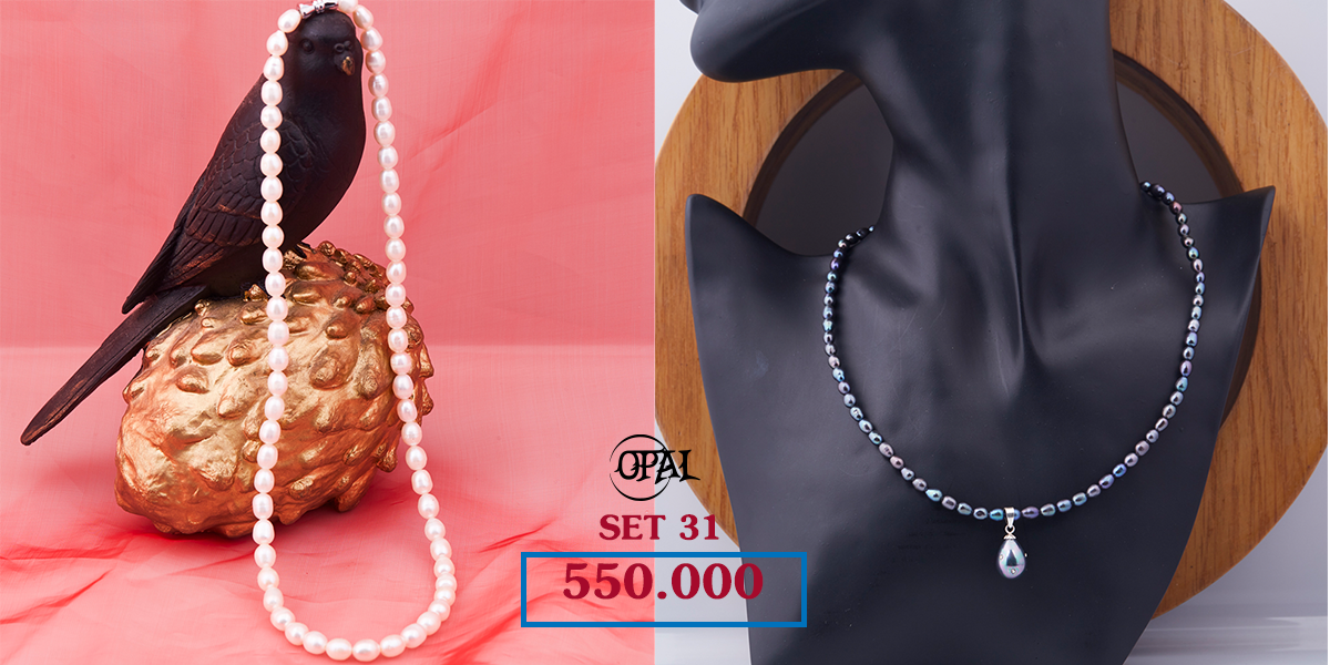 SET 31 - Bộ trang sức ngọc trai và bạc Opal