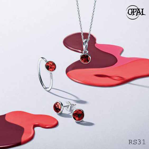 RS31-Bộ trang sức bạc đính đá ross OPAL