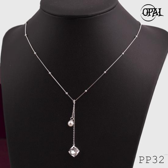 PP32-Dây chuyền bạc đính Ngọc Trai OPAL