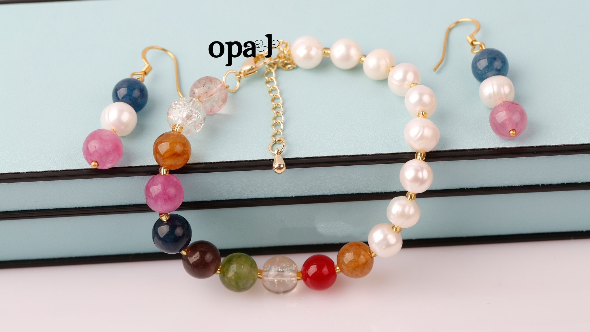  BỘ SẢN PHẨM THIẾT KẾ GIỮA NGỌC TRAI VÀ ĐÁ MÃ NÃO  NHIỀU MÀU THƯƠNG HIỆU OPAL 