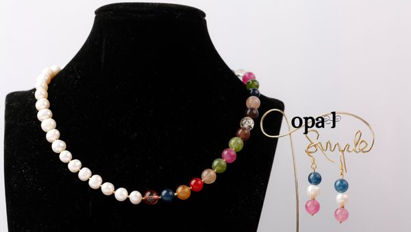  BỘ SẢN PHẨM THIẾT KẾ GIỮA NGỌC TRAI VÀ ĐÁ MÃ NÃO  NHIỀU MÀU THƯƠNG HIỆU OPAL 