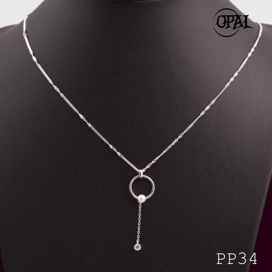  PP34-Dây chuyền bạc liền mặt Ngọc Trai OPAL 
