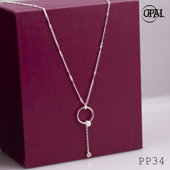 PP34-Dây chuyền bạc liền mặt Ngọc Trai OPAL