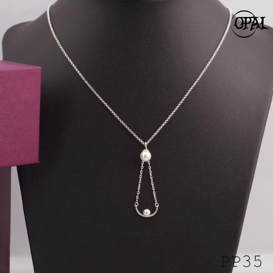PP35-Dây chuyền bạc liền mặt Ngọc Trai OPAL