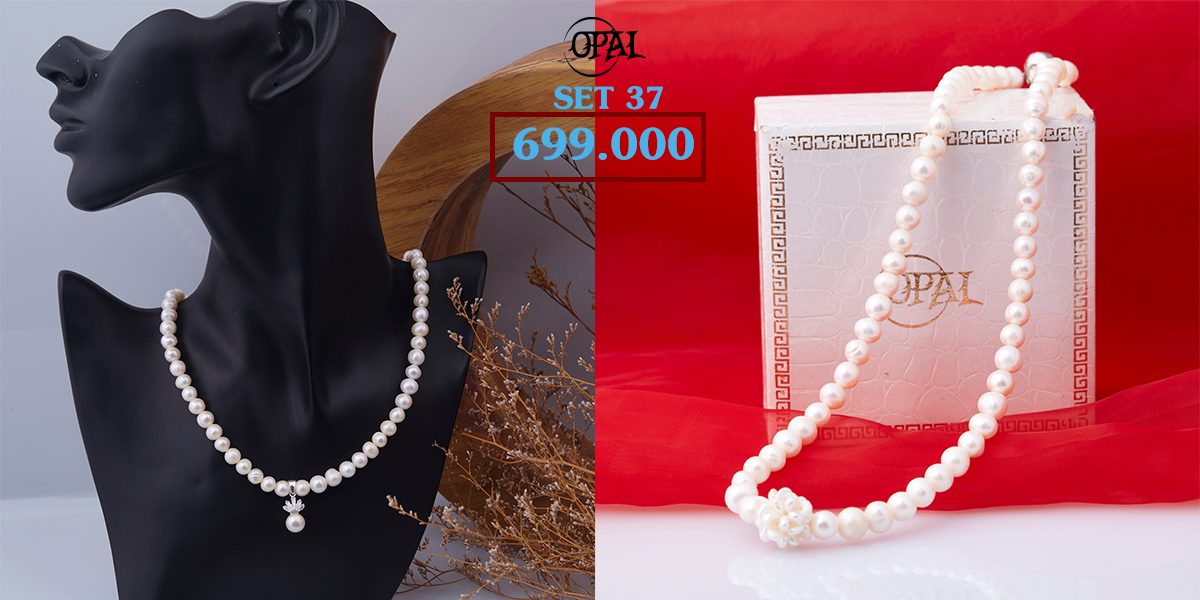 SET 37 - Bộ trang sức ngọc trai và bạc Opal