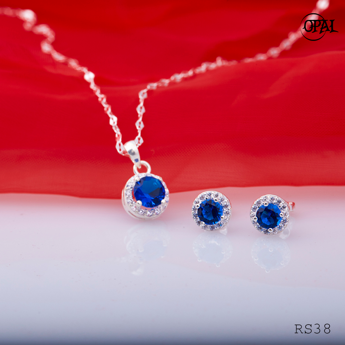RS38-Bộ trang sức bạc đính đá ross OPAL