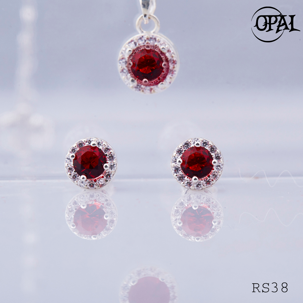 RS38-Bộ trang sức bạc đính đá ross OPAL