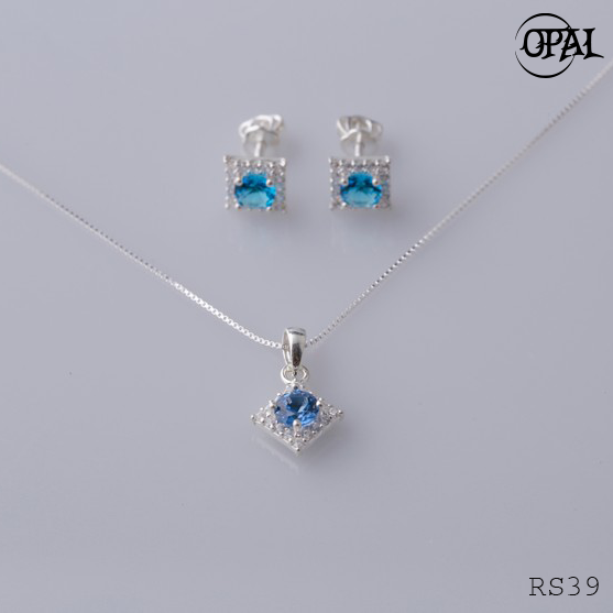 RS39-Bộ trang sức bạc đính đá ross OPAL