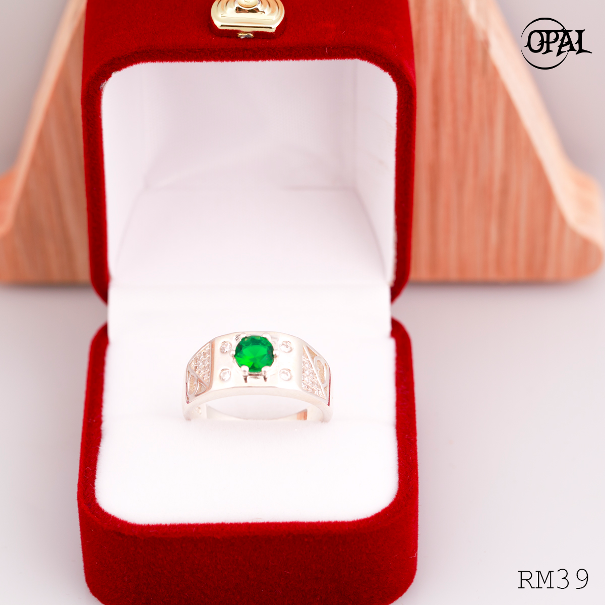 RM39 - Nhẫn bạc nam đính đá OPAL