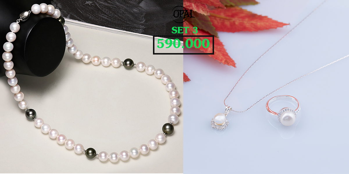 SET 03- Bộ trang sức ngọc trai và bạc OPAL