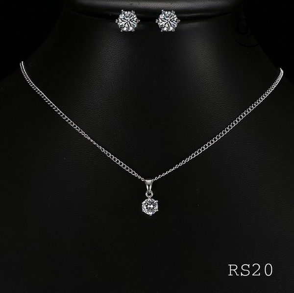  RS20 - Bộ trang sức bạc đính đá ross OPAL 