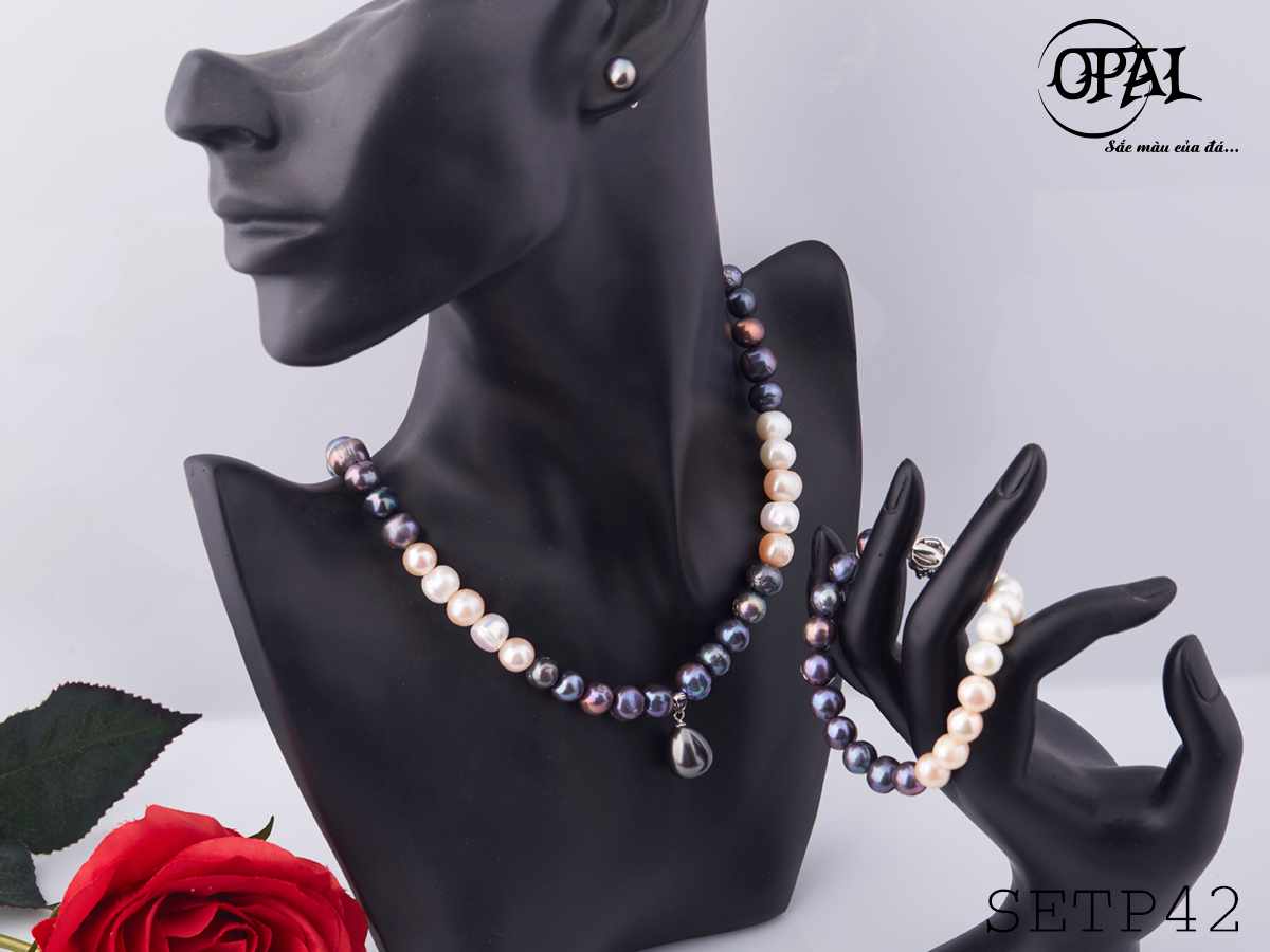 SETP42- Bộ trang sức ngọc trai tự nhiên OPAL