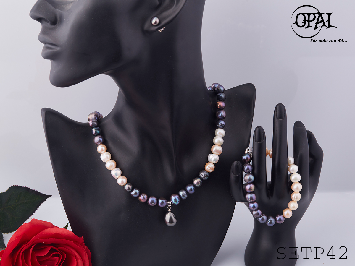 SETP42- Bộ trang sức ngọc trai tự nhiên OPAL