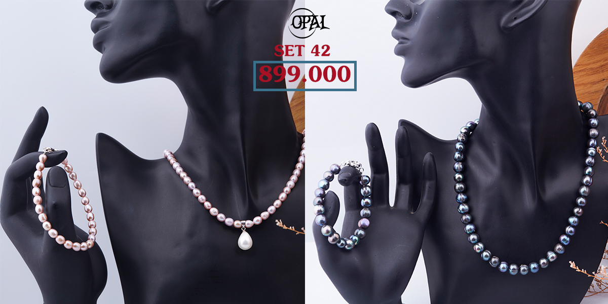 SET 42 -Bộ trang sức ngọc trai và bạc Opal