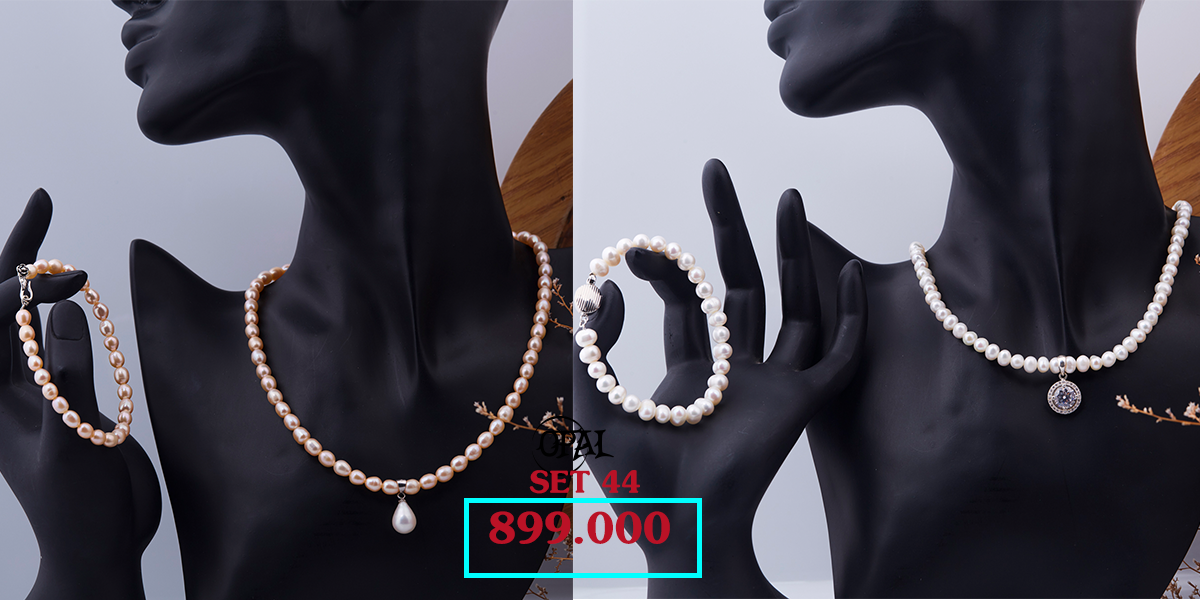 SET 44 -Bộ trang sức ngọc trai và bạc Opal
