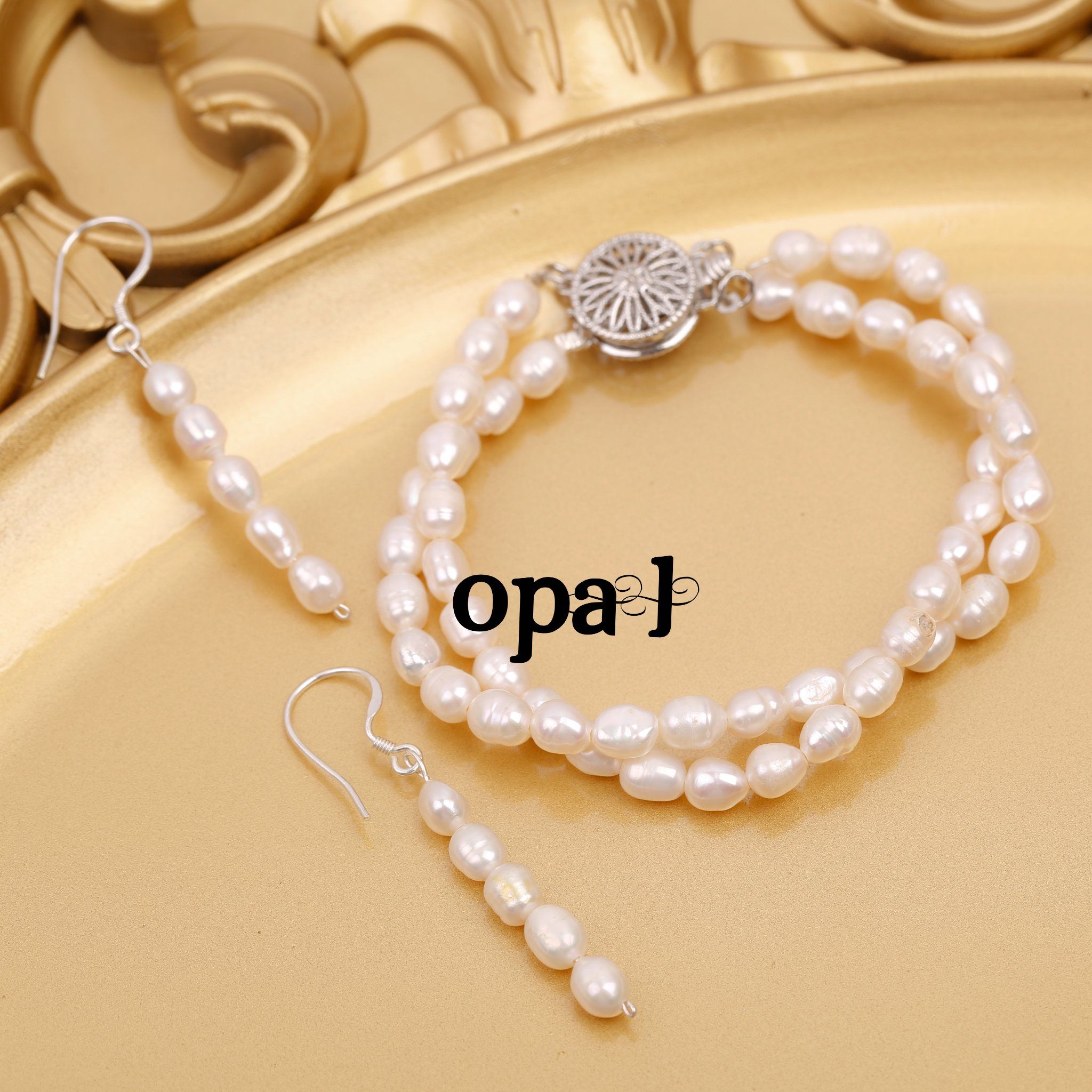 Hoa tai Ngọc trai Opal siêu nữ tính và sang trọng thiết kế từ bạc và Ngọc trai cao cấp