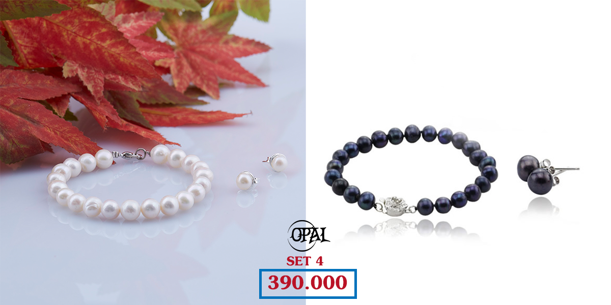 SET 04- Bộ trang sức ngọc trai và bạc OPAL