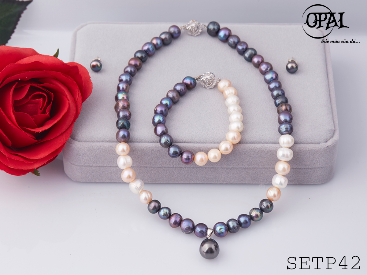 SETP42- Bộ trang sức ngọc trai tự nhiên OPAL