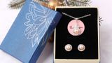  Dây chuyền và Hoa tai bạc đính Ngọc trai hồng phong cách trẻ trung thương hiệu Opal 