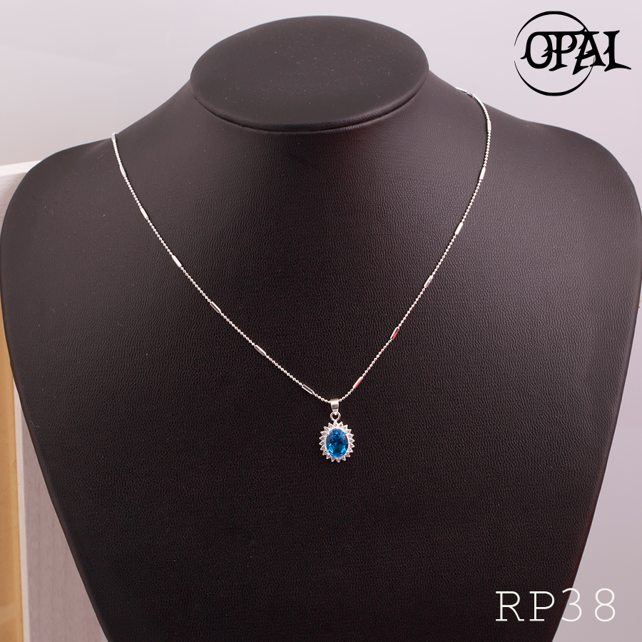 RP38-Bộ mặt và dây chuyền bạc đính đá ross Opal