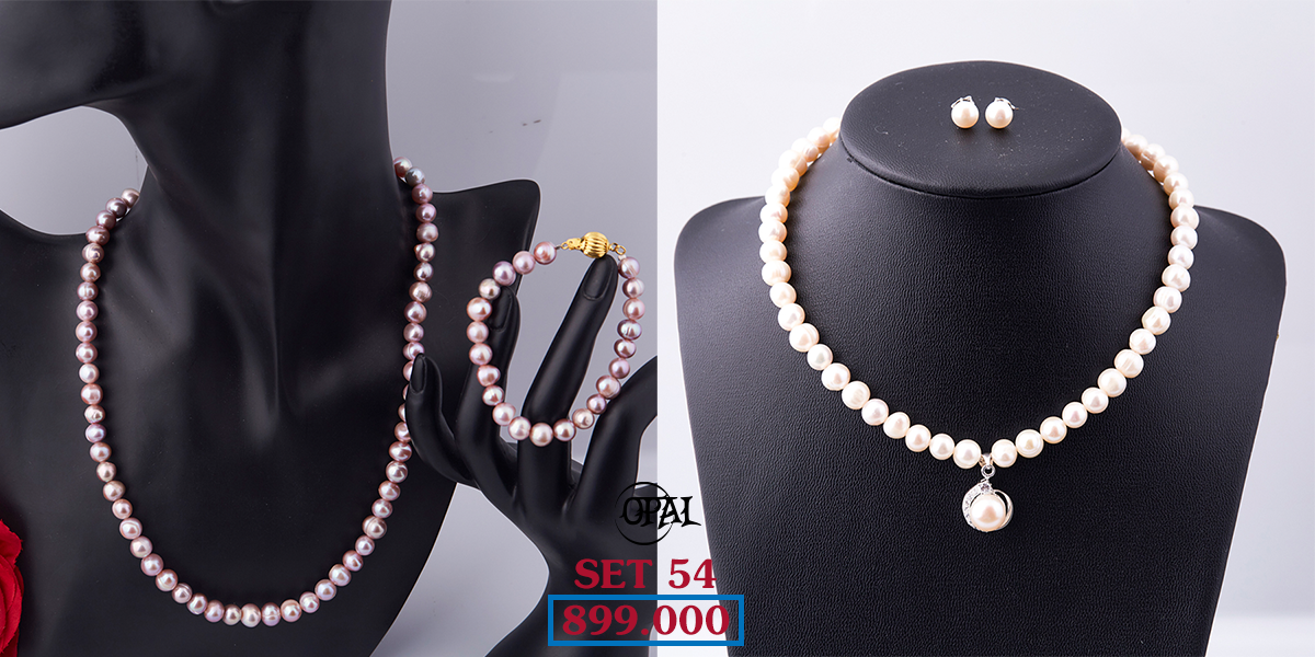 SET 54-Bộ trang sức ngọc trai và bạc Opal