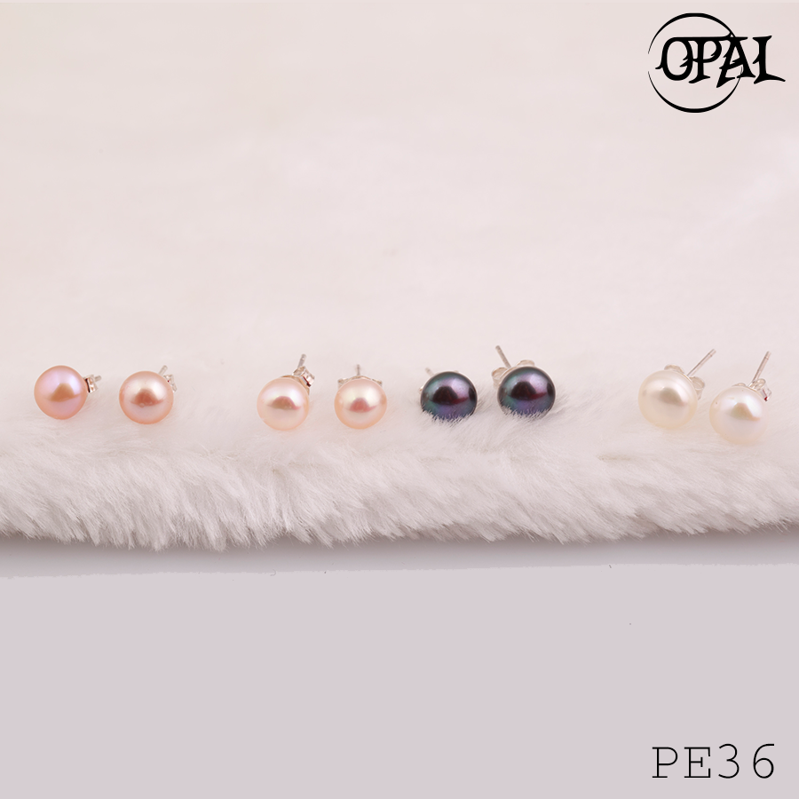PE36- Hoa tai bạc đính ngọc trai OPAL