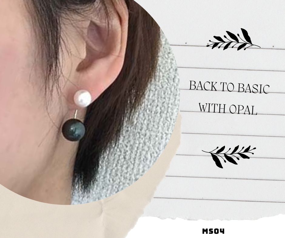 HOA TAI BẠC ĐÍNH NGỌC TRAI - THIẾT KẾ BASIC - TẶNG LẮC TAY CÙNG THIẾT KẾ