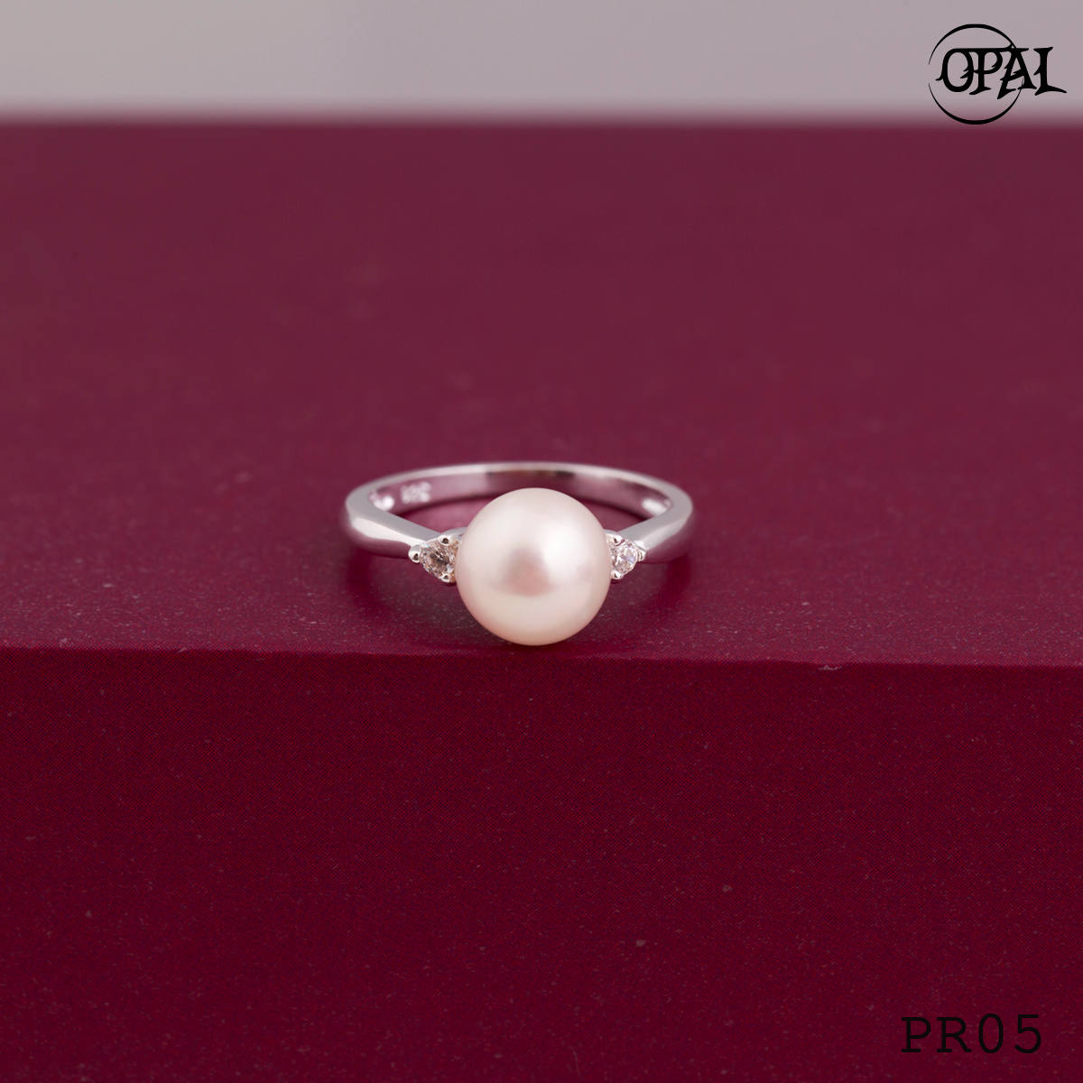 PR05 -Nhẫn bạc đính Ngọc Trai OPAL