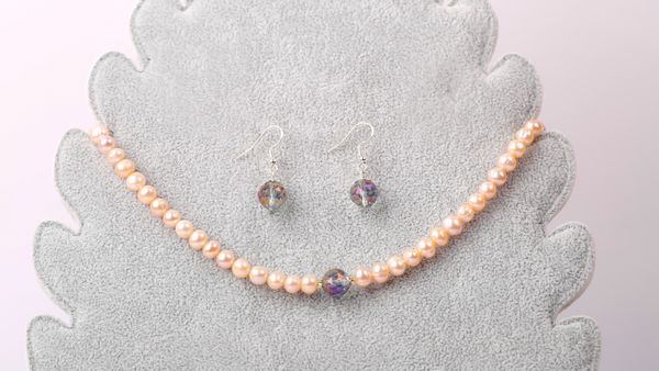  Bộ trang sức Vòng cổ-Vòng tay-Hoa tai Ngọc trai hồng sang trọng, tinh tế thương hiệu Opal 