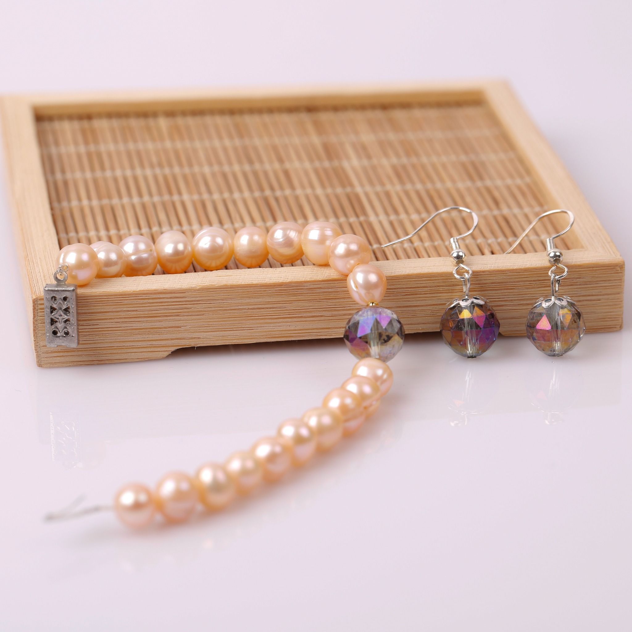 Bộ trang sức Vòng cổ-Vòng tay-Hoa tai Ngọc trai hồng sang trọng, tinh tế thương hiệu Opal
