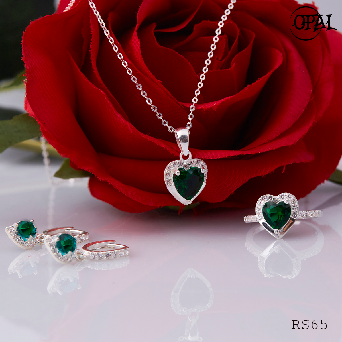 RS65- Bộ trang sức bạc đính đá ross OPAL