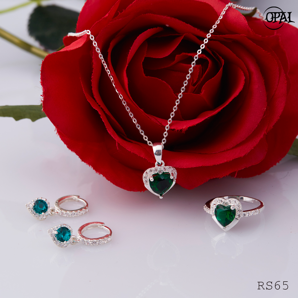 RS65- Bộ trang sức bạc đính đá ross OPAL