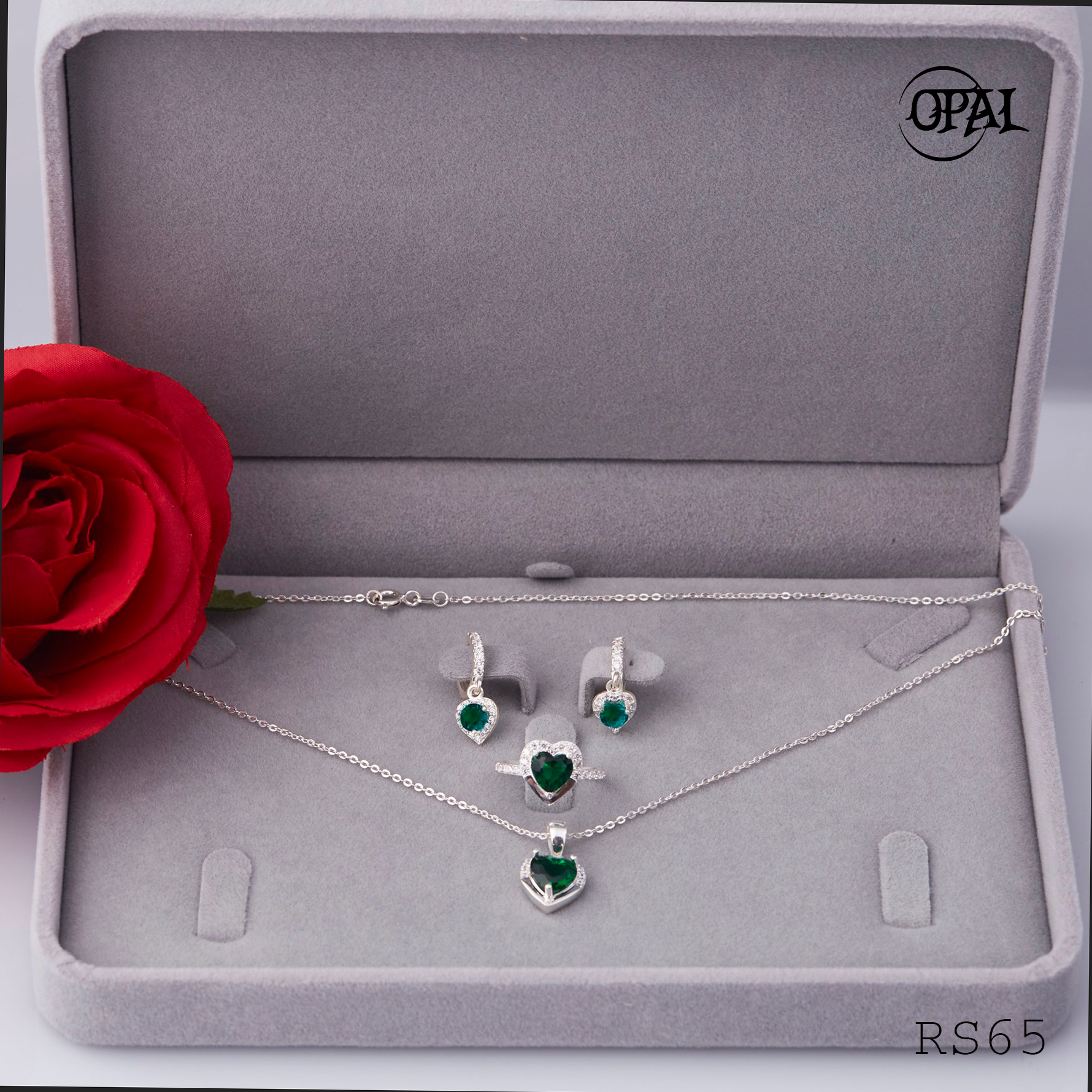RS65- Bộ trang sức bạc đính đá ross OPAL