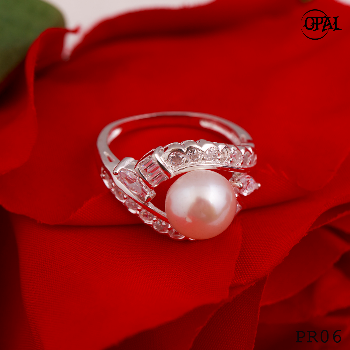 PR06-Nhẫn bạc đính Ngọc Trai OPAL