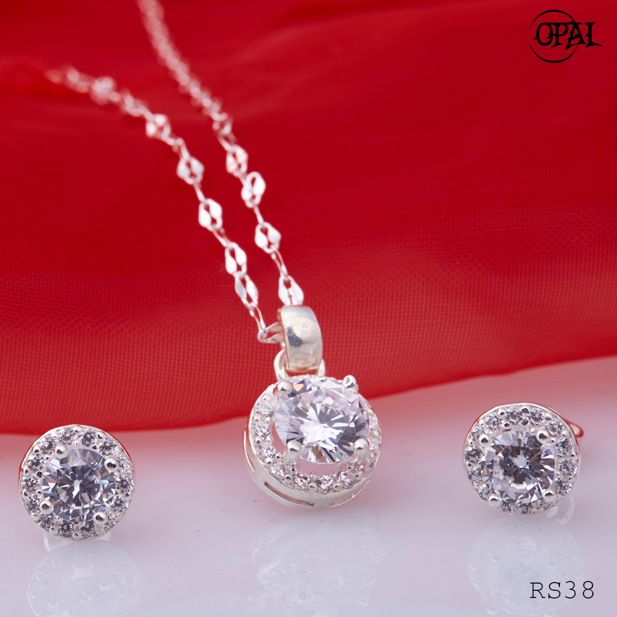 RS38-Bộ trang sức bạc đính đá ross OPAL