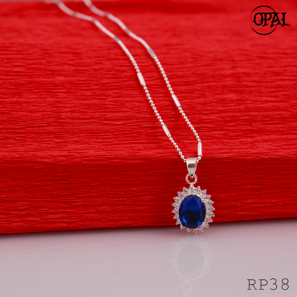 RP38-Bộ mặt và dây chuyền bạc đính đá ross Opal