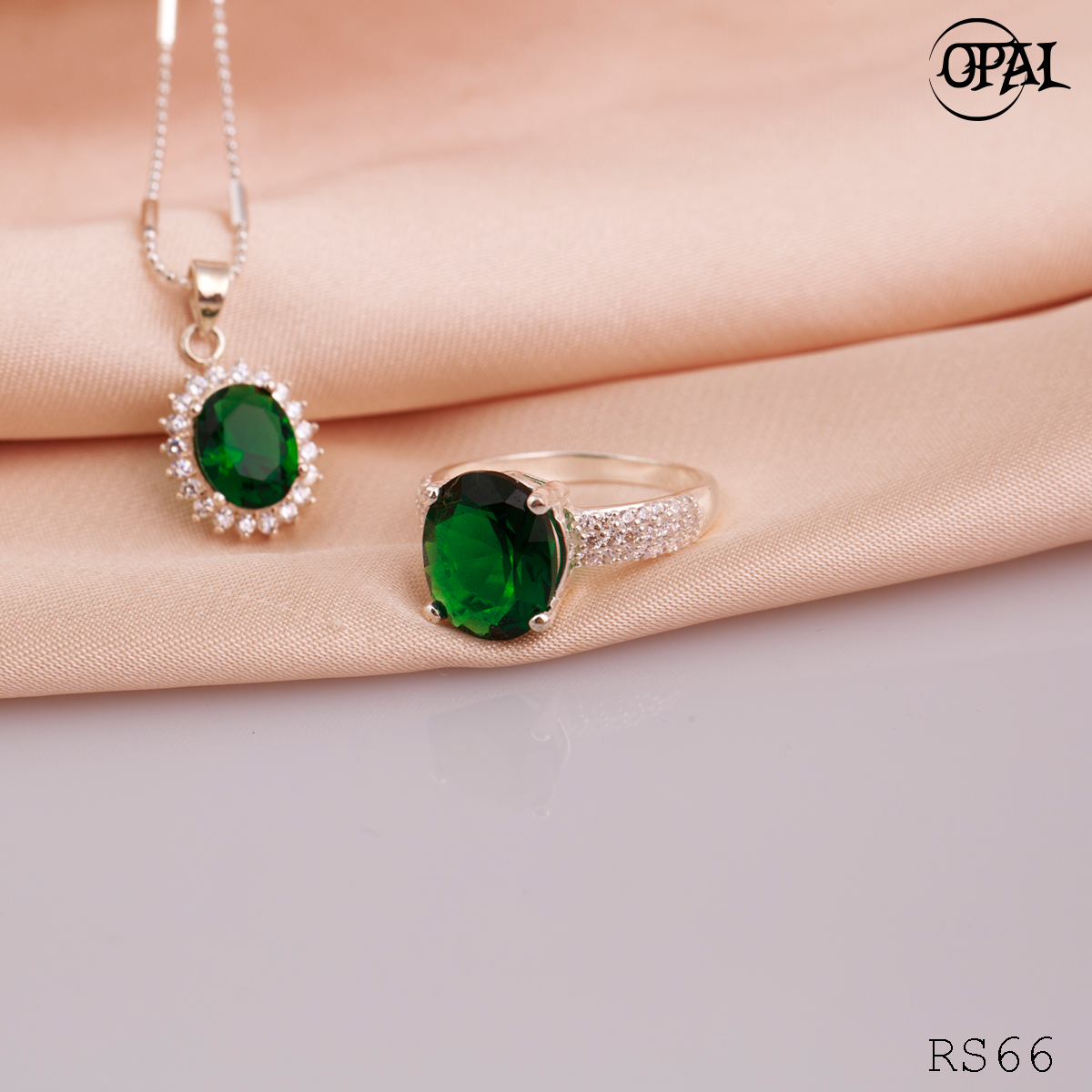 RS66- Bộ trang sức bạc đính đá ross OPAL