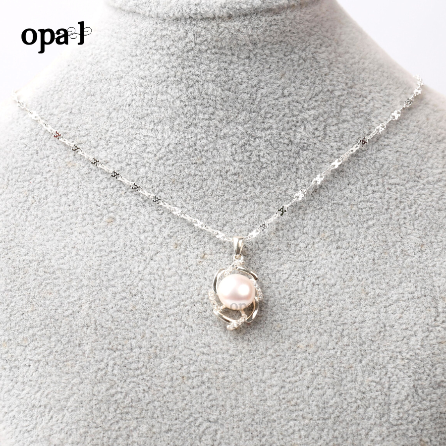 Dây chuyền bạc kèm mặt Ngọc Trai OPAL