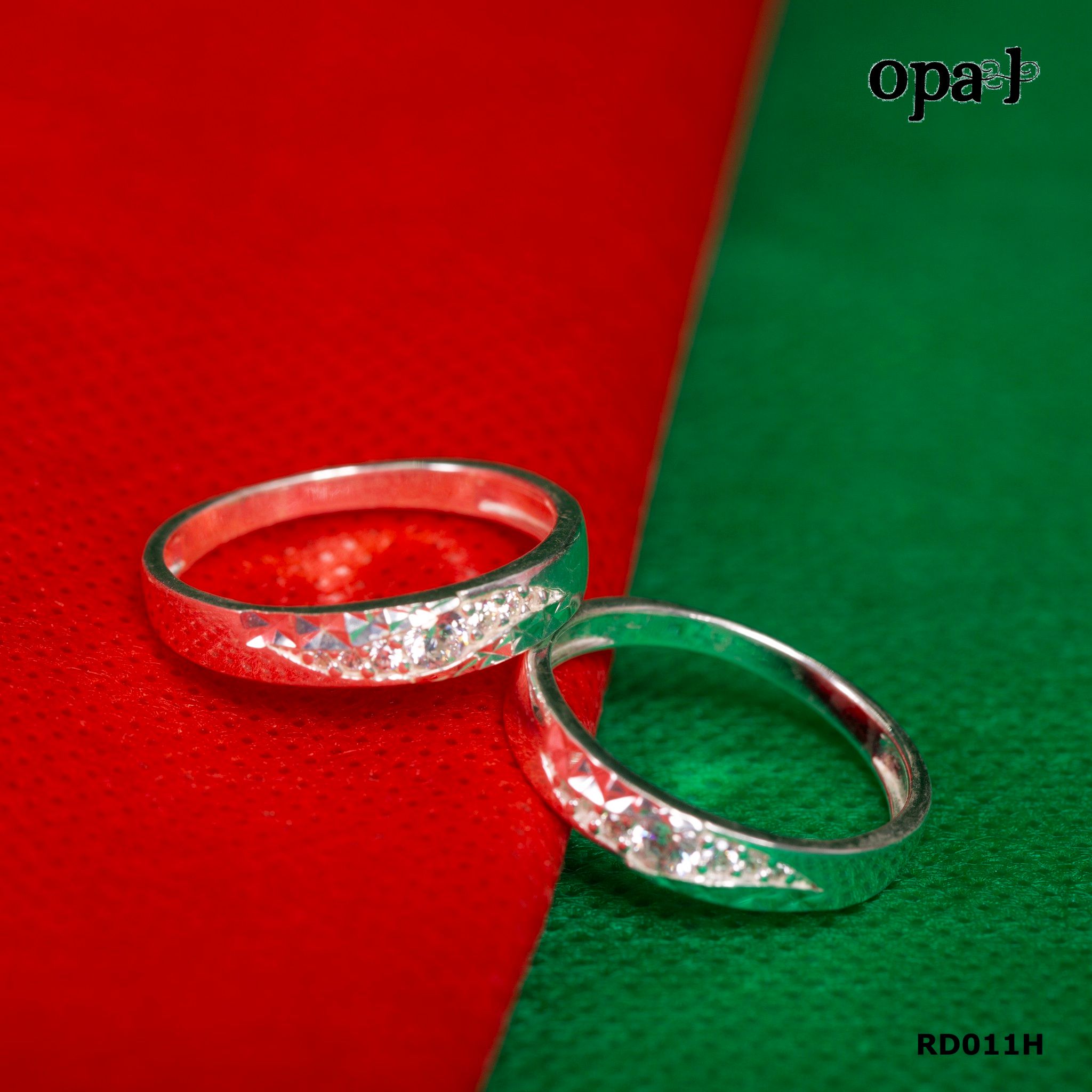 RD011H - Nhẫn đôi bạc cao cấp OPAL
